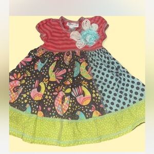 Bonnie Jean Red and Pink Flutter Sleeve Sundress